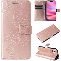 Mobigear Butterfly iPhone 16 Hoesje Bookcase Portemonnee - Roségoud