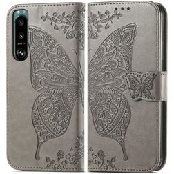 Mobigear Butterfly Sony Xperia 5 IV Hoesje Bookcase Portemonnee - Grijs