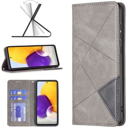 Mobigear Rhombus Slim Samsung Galaxy A73 Hoesje Bookcase - Grijs