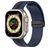 Mobigear Stripe Mag Siliconen Apple Watch Bandje Magneetsluiting - 49/46/45/44 mm - Zwart / Donkerblauw