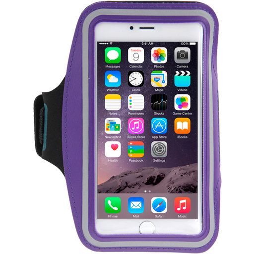 Mobigear Telefoonhouder Hardlopen iPhone 8 Plus Sport Hoesje Neopreen Sportarmband - Paars
