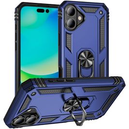 Mobigear Armor Ring iPhone 17 Hoesje Hardcase Backcover Shockproof met Ringhouder - Blauw