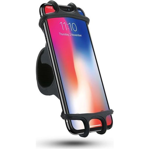Mobigear Silicone Telefoonhouder Fiets Fietsstuur Bevestiging Klem Universeel (max 15 cm x 8 cm) - Zwart