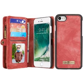 Caseme 008 iPhone SE (2022) Hoesje Uitneembare 2in1 Bookcase Portemonnee - Rood
