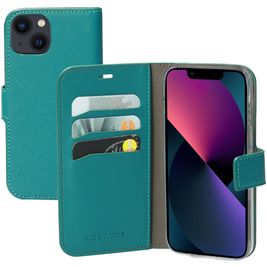 Mobiparts Saffiano Wallet iPhone 13 Hoesje Bookcase Portemonnee - Turquoise