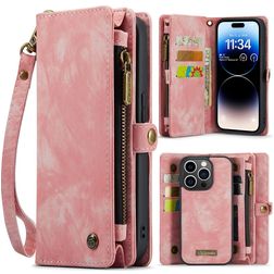 CaseMe 008 iPhone 14 Pro Hoesje Uitneembare 2in1 Bookcase Portemonnee - Roze