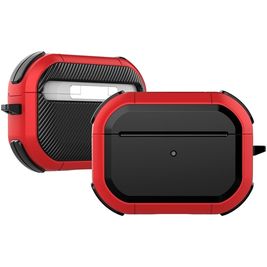 Mobigear Slim Armor Apple AirPods Pro 2 Shockproof Hardcase Hoesje - Zwart / Rood