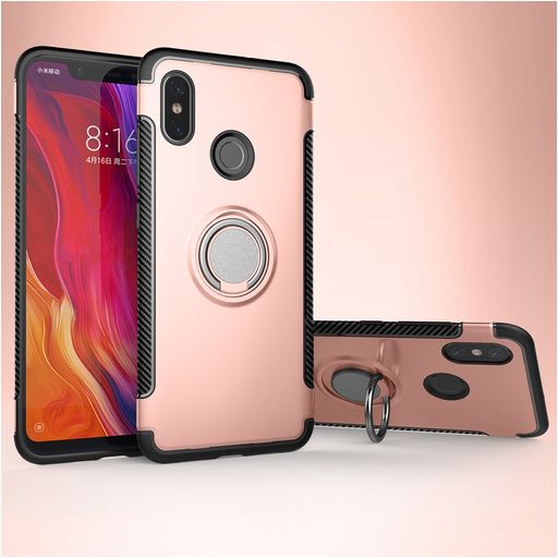 Mobigear Armor Ring Xiaomi Mi 8 Hoesje Hardcase Backcover Shockproof met Ringhouder - Roségoud