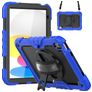 Mobigear SureGrip Xtreme iPad 11 (2025) Hoes Hard Kunststof,Siliconen Backcover + Schouderband + Standaard - Zwart / Blauw