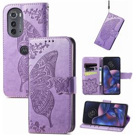 Mobigear Butterfly Motorola Edge (2022) Hoesje Bookcase Portemonnee - Paars