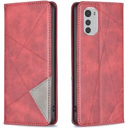 Mobigear Rhombus Slim Motorola Moto E32 Hoesje Bookcase - Rood