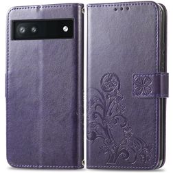 Mobigear Clover Google Pixel 6a Hoesje Bookcase Portemonnee - Paars