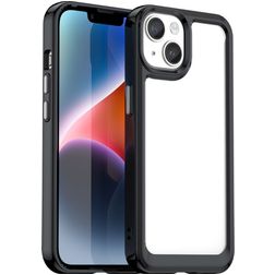 Mobigear Crystal iPhone 15 Plus Hoesje Hardcase Backcover - Transparant / Zwart