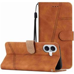 Mobigear Stitch iPhone 17 Hoesje Bookcase Portemonnee - Bruin