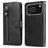 Mobigear Zipper iPhone 17 Pro Hoesje Bookcase Portemonnee - Zwart