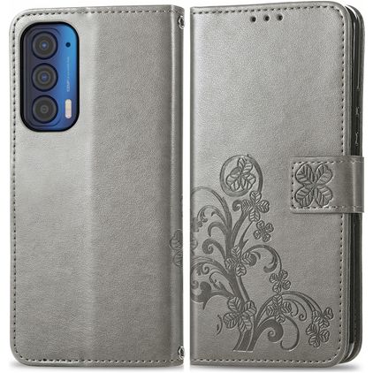 Mobigear Clover Motorola Edge (2021) Hoesje Bookcase Portemonnee - Grijs