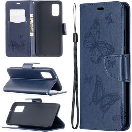 Mobigear Butterfly Samsung Galaxy A02s Hoesje Bookcase Portemonnee - Blauw