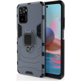 Mobigear Armor Ring Xiaomi Redmi Note 10 4G Hoesje Hardcase Backcover Shockproof met Ringhouder - Blauw