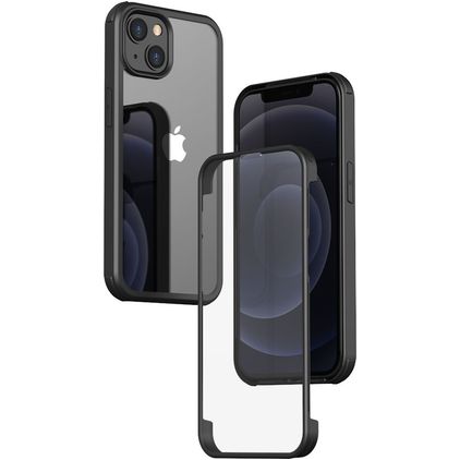 Valenta Full Cover iPhone 14 Plus Hoesje Gehard Glas Backcover Shockproof - Transparant / Zwart