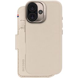 Decoded Detachable Wallet iPhone 16 MagSafe Hoesje Echt Leer Uitneembare 2in1 Bookcase Portemonnee - Clay