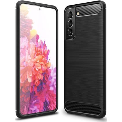 Mobigear Brushed Slim Samsung Galaxy S21 FE Hoesje Flexibel TPU Backcover - Zwart