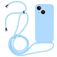 Mobigear Lanyard iPhone 15 Plus Siliconen Hoesje met koord - Blauw