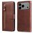 Mobigear Zipper iPhone 17 Pro Max Hoesje Bookcase Portemonnee - Bruin