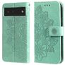 Mobigear Flowers Google Pixel 6 Hoesje Bookcase Portemonnee - Groen