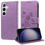 Mobigear Flowers Samsung Galaxy S25 Plus Hoesje Bookcase Portemonnee - Paars