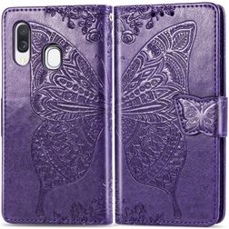 Mobigear Butterfly Samsung Galaxy A40 Hoesje Bookcase Portemonnee - Paars