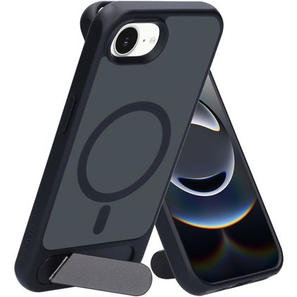 Mobiparts Hardcover iPhone 17e MagSafe Hoesje Hardcase Backcover met Standaard - Satin Black