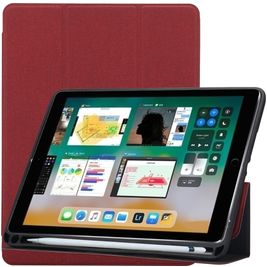 Mobigear Tri-Fold Gel iPad 6 (2018) Hoes TPU,Kunstleer Bookcase + Stylus Houder - Bordeaux Rood