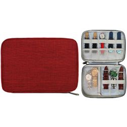 Mobigear Organizer Smartwatch Bandjes Opberghoes voor 8 Bandjes Hoesje Insteekhoesje - - Bordeaux Rood