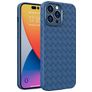 Mobigear Woven iPhone 14 Pro Max Hoesje Flexibel TPU Backcover - Donkerblauw