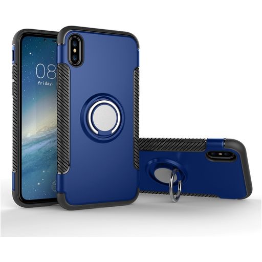 Mobigear Armor Ring iPhone XS Hoesje Hardcase Backcover Shockproof met Ringhouder - Blauw