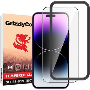 GrizzlyCoat Easy Fit iPhone 14 Pro Glazen Screenprotector - Case Friendly + Installatie Frame