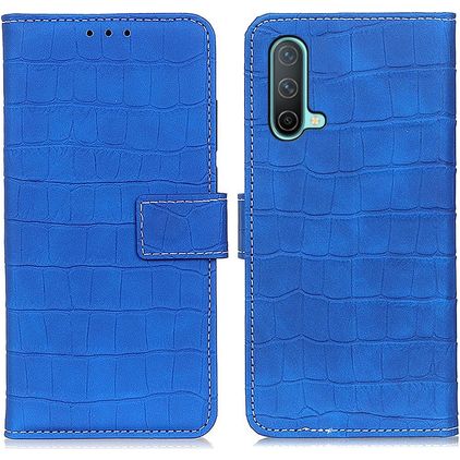 Mobigear Croco OnePlus Nord CE Hoesje Bookcase Portemonnee - Blauw