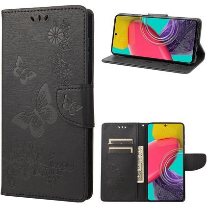 Mobigear Butterfly Samsung Galaxy M53 Hoesje Bookcase Portemonnee - Zwart