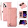 Mobigear Zipper iPhone 14 Plus Hoesje Bookcase Portemonnee - Roségoud