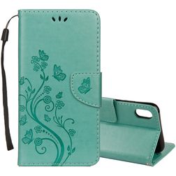 Mobigear Flowers iPhone XR Hoesje Bookcase Portemonnee - Turquoise