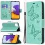 Mobigear Butterfly Samsung Galaxy A22 5G Hoesje Bookcase Portemonnee - Turquoise