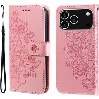 Mobigear Flowers iPhone 18 Pro Hoesje Bookcase Portemonnee - Roségoud