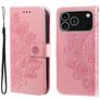 Mobigear Flowers iPhone 17 Pro Hoesje Bookcase Portemonnee - Roségoud