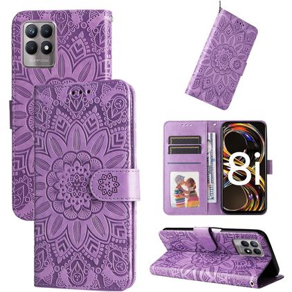 Mobigear Sunflower Realme Narzo 50 4G Hoesje Bookcase Portemonnee - Paars