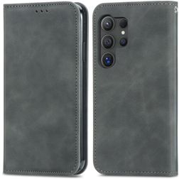 Mobigear Retro Slim Samsung Galaxy S25 Ultra Hoesje Bookcase Portemonnee - Grijs