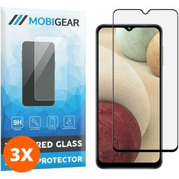Mobigear Premium Samsung Galaxy A12 Glazen Screenprotector - Case Friendly - Zwart (3-Pack)