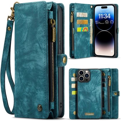 Caseme 008 iPhone 15 Pro Max Hoesje Uitneembare 2in1 Bookcase Portemonnee - Blauw