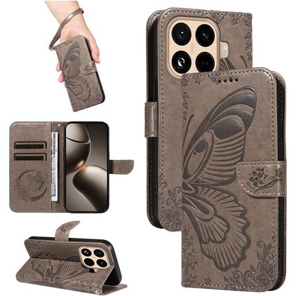Mobigear Butterfly Xiaomi 15T Pro Hoesje Bookcase Portemonnee - Grijs