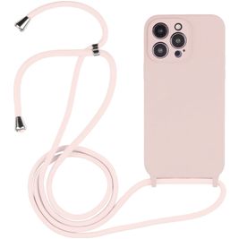 Mobigear Lanyard iPhone 14 Pro Max Siliconen Hoesje met koord - Sand Pink Mobigear Lanyard iPhone 14 Pro Max Siliconen Hoesje met koord - Sand Pink