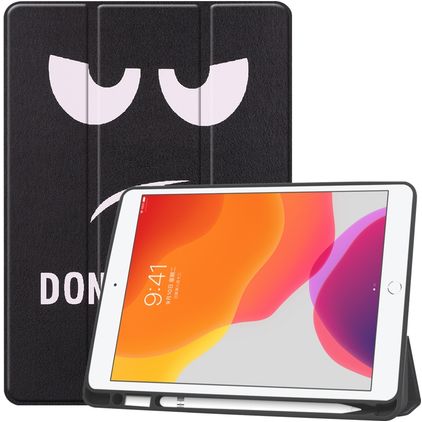 Mobigear Tri-Fold Gel iPad 9 (2021) Hoes TPU,Kunstleer Bookcase + Stylus Houder - Do Not Touch